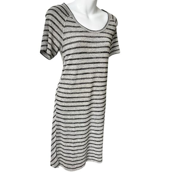 Philosophy Sweater Dress Women Small Relaxed Fit Stretchy Black Gray Stripe Cozy - Picture 2 of 10